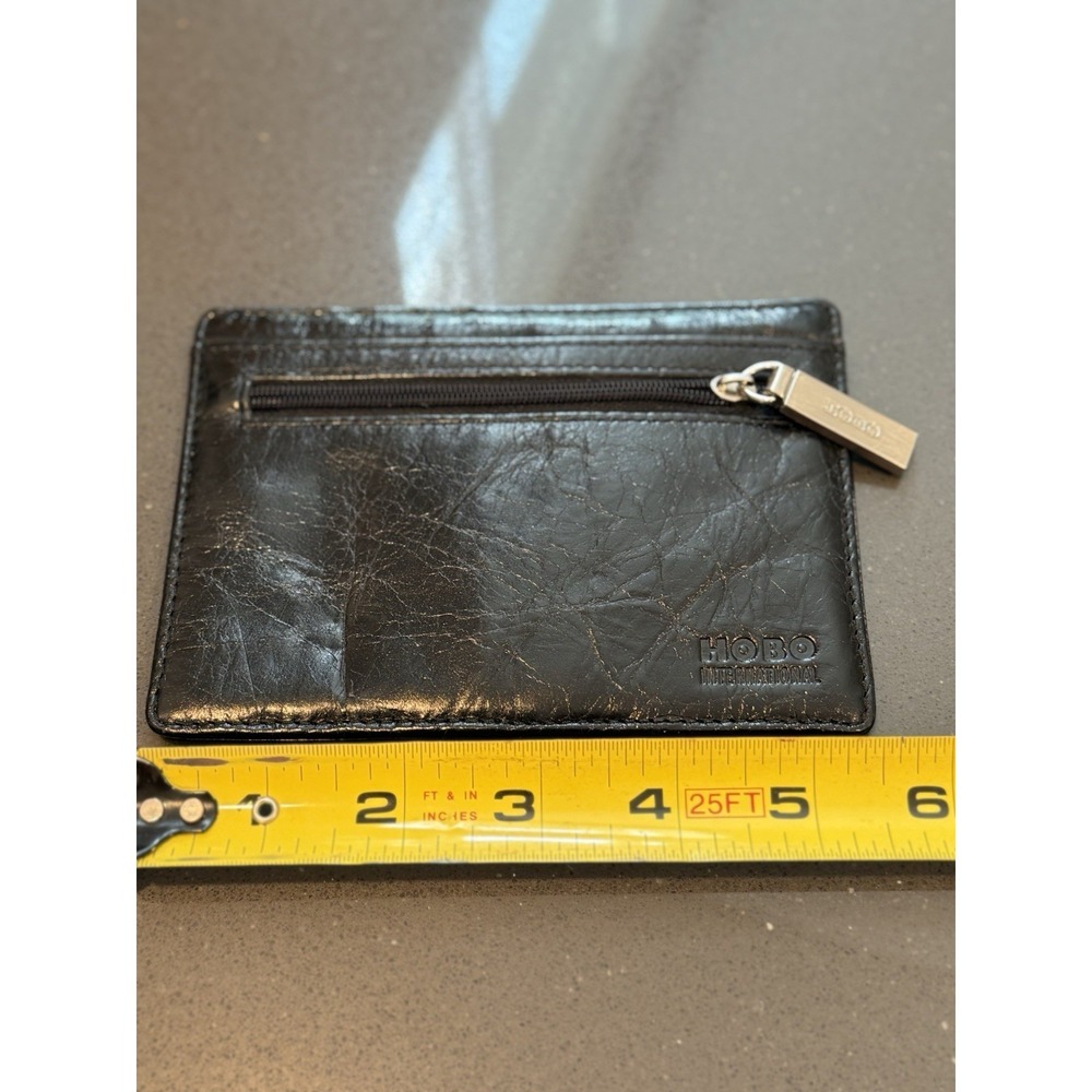 HOBO Euro Slide Leather Credit Card, ID Holder & Change Wallet - Black EUC